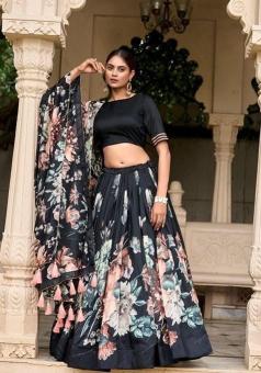 Artriddhs Dola silk D NO DEGITAL 10 Black Wholesale lehenga market in Mumbai